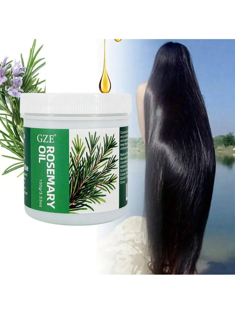 GZE 100% Pure Organic Rosemary Oil Long Lasting Lightweight Hair Essential Oil Moisturizing For Hair Strengthens And Scalp