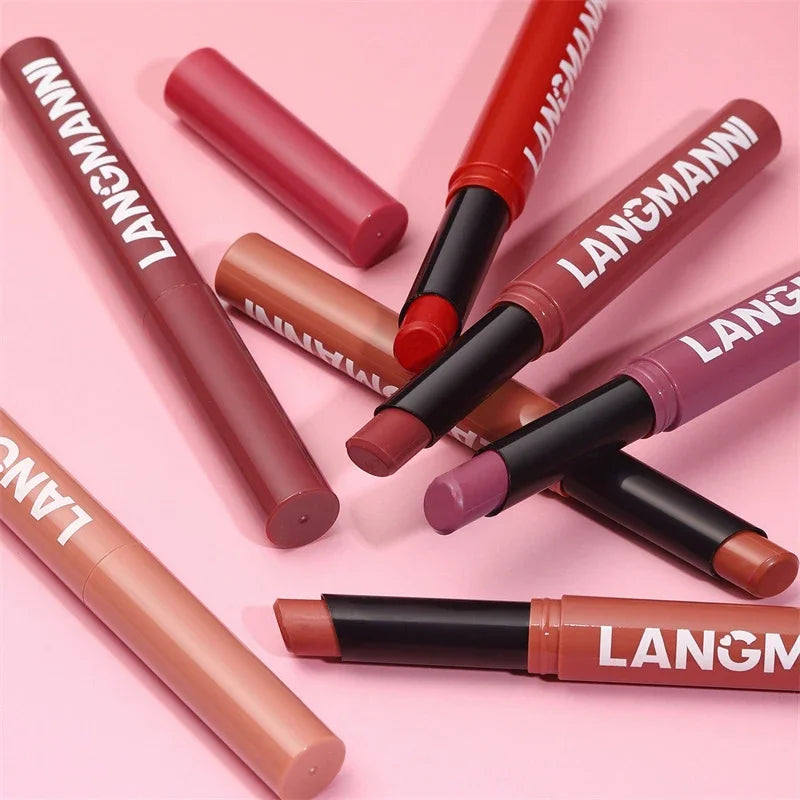 12 Color Matte Lipstick Non-Stick Cup Long-Lasting Velvet Finish Lipstick Pen  Smooth Matte Lip Color Waterproof Non-Fading