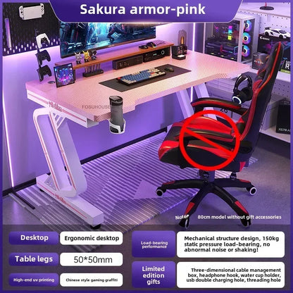 Home Double Computer Desks Internet Cafe Gaming Table Chair Nordic Office Furniture Wooden Study Desk Desktop Modern Office Desk