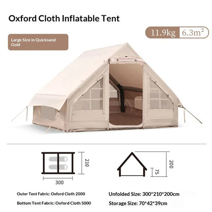 Camping Tents Inflatable Camping Tent Air Cabin Large Family Waterproof Oxford Fabric Winter Heavy Duty Portable Multi...