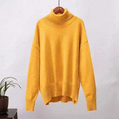 2024 Autumn and Winter New Thick Cashmere Sweater Women High Neck Pullover Sweater Warm Loose Knitted Base Sweater Jacket Tops