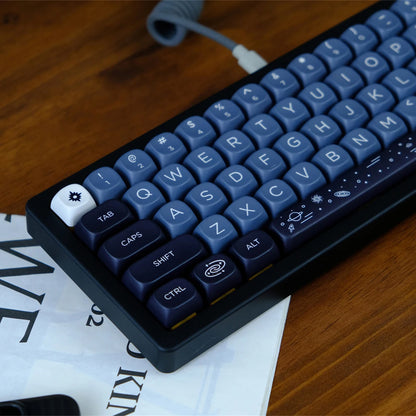 MOA Profile PBT Key caps White Milky Way Five Sided Dye Sublimation Keycaps for Cherry Gateron MX Switches Mechanical Keyboard