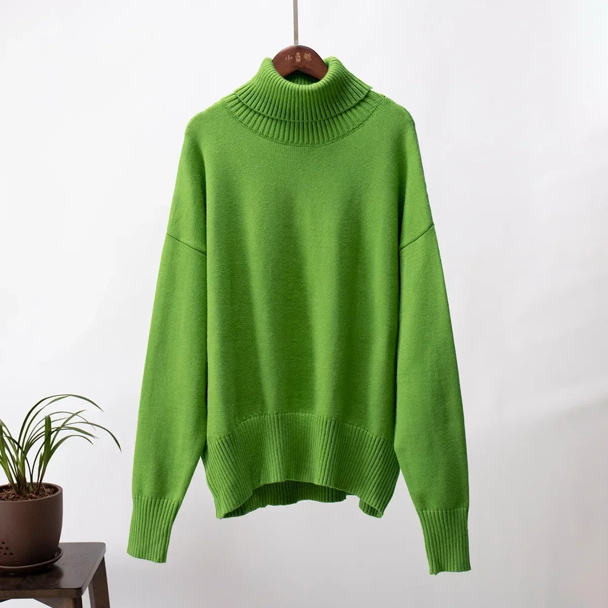 2024 Autumn and Winter New Thick Cashmere Sweater Women High Neck Pullover Sweater Warm Loose Knitted Base Sweater Jacket Tops