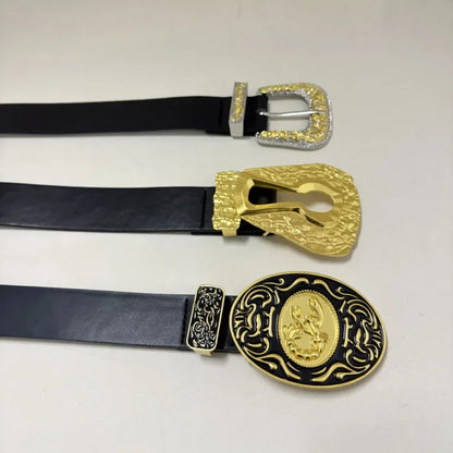 Women's Luxury Vintage Metal Buckle Belt Designer Celebrity Style Slim Trendy Multiple