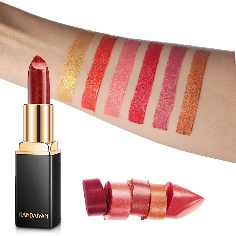 Brand Professional Lips Makeup Waterproof Shimmer Long Lasting Pigment Nude Pink Mermaid Shimmer Lipstick Luxury Makeup...