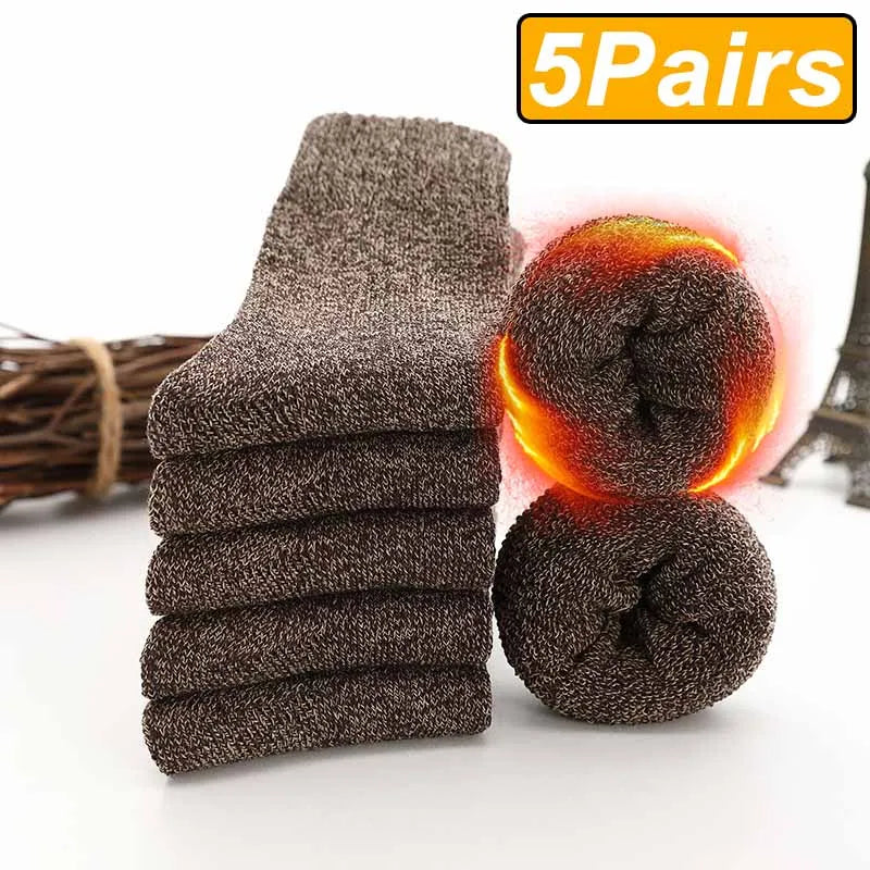 5Pairs Winter Thicken Wool Merino Socks Women Towel Keep Warm Winter Socks Cotton New Year Christmas Gift Russia Socks...