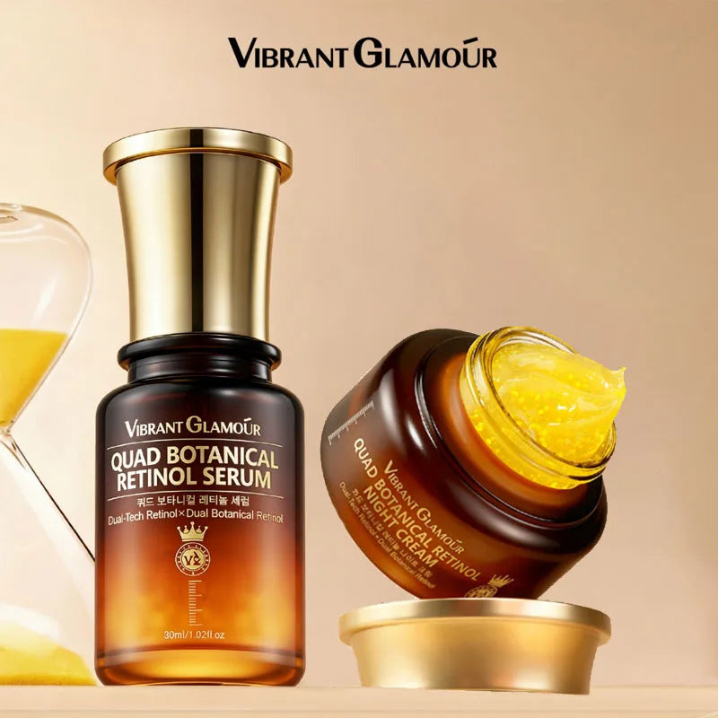 VIBRANT GLAMOUR Quadruple Plant Retinol 3.0 Serum And Cream Set Night Anti-Wrinkle Firming Korean Skincare Products |...