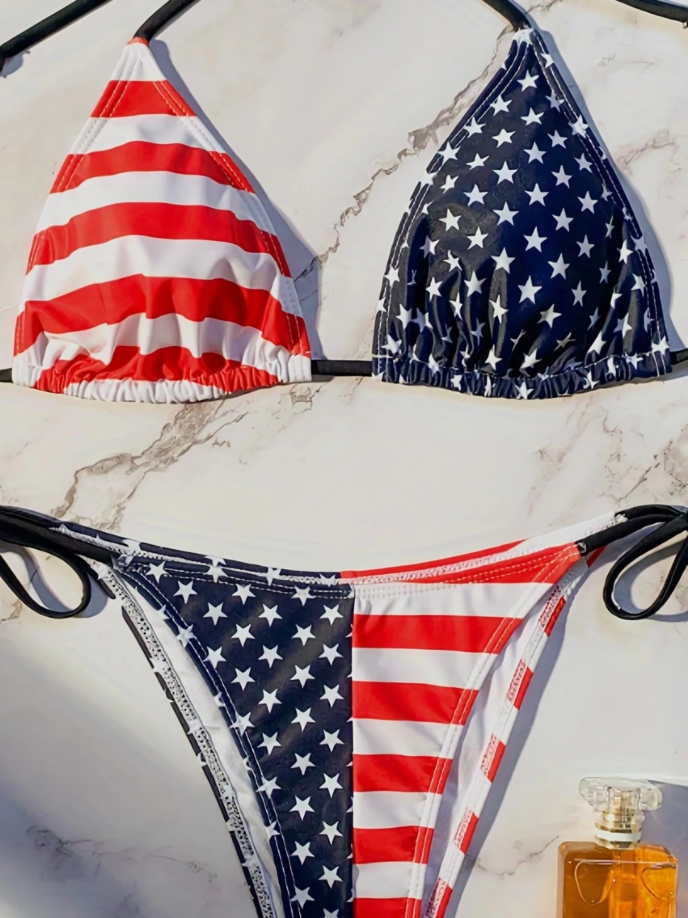 Fashion USA American Flag Frint Bikinis Women Bikinis Push Up Swimwear Halter Neck Beach Wear Sexy Swimsuit Bathing Suits - Kimlud