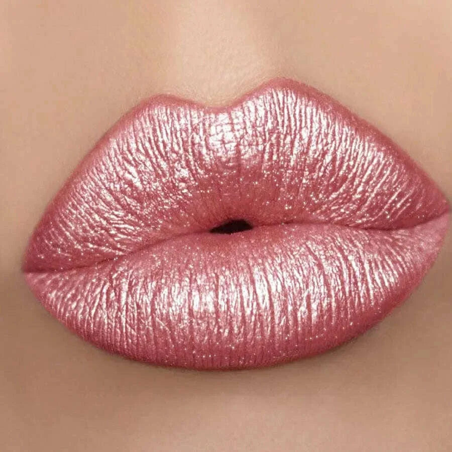 Metallic Lipstick Longlasting Glitter Pink Red Lip Glaze  Waterproof Moisturize Luminous liptint Shimmer Shiny Lipgloss Makeup