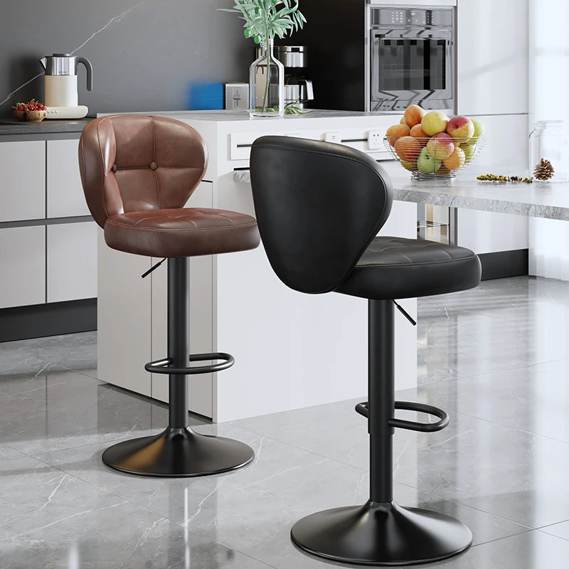 Leather Luxury Designer Bar Stools Minimalist Nordic Counter Gaming Bar Chairs With Back Comfortable Cadeira Trendy Furniture - Kimlud