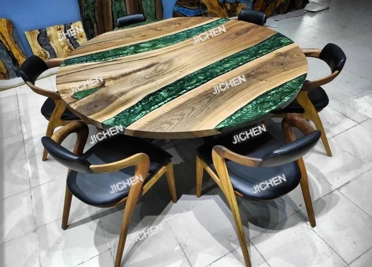 Premium Luxury Furniture Dining Kitchen Dining Solid Walnut Coffee River Epoxy Flat Table - Kimlud