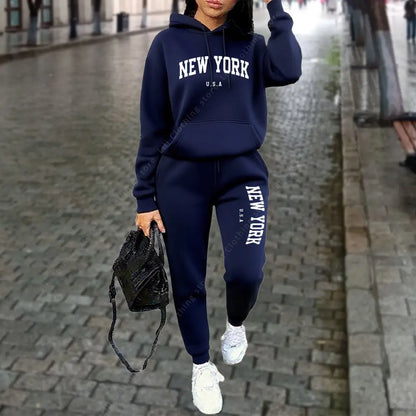 NEW YORK Women's Tracksuit Autumn Winter Hoodies Trousers 2PCS Suit Sports Jogging Street High quality Clothes Women...