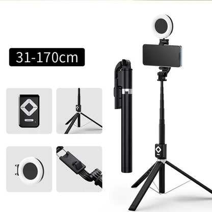 1.7m Extendable live Tripod Selfie Stick Support LED Ring Dual light mirror Stand 4 in 1 Phone Mount for iPhone X 8 11 Android