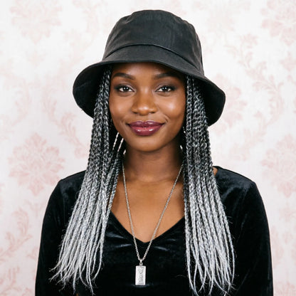 Silver Grey Snake Print Goddess Locs Cap Wig Pre-looped Faux Locs Baseball Hat Wig Braided For Black Women-Wigera |...