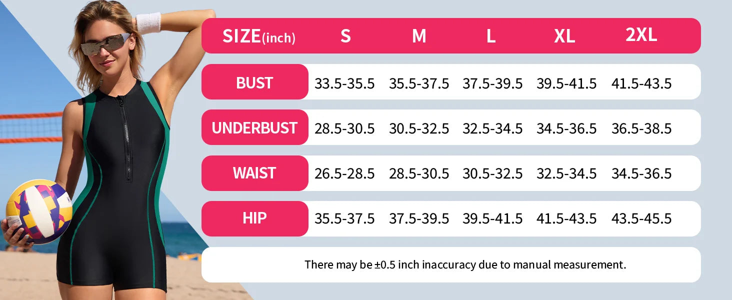 Anfilia Womens Athletic One Piece Swimsuits with Built in Bra Front Zip Modest Boyleg Bathing Suit | Kimlud Premium Table