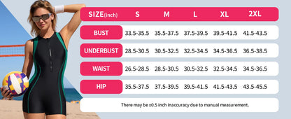 Anfilia Womens Athletic One Piece Swimsuits with Built in Bra Front Zip Modest Boyleg Bathing Suit | Kimlud Premium Table