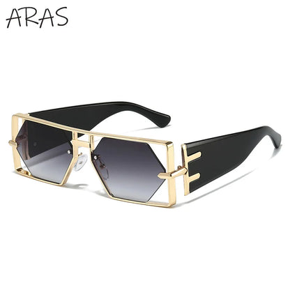 Steampunk Rectangle Sunglasses Women Men 2026 Luxury Hollow Metal Frame Sun Glasses Vintage Punk Hexagon Eyewear UV400...