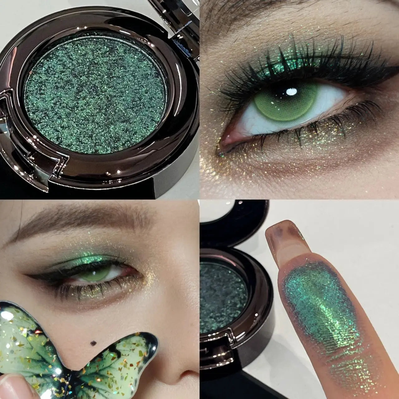 Metallic Glitter Smoked Green Eyeshadow Cream Chameleon Blue Sparkling Shimmer Highlighter Eyeshadow Palette Eye Shadow...