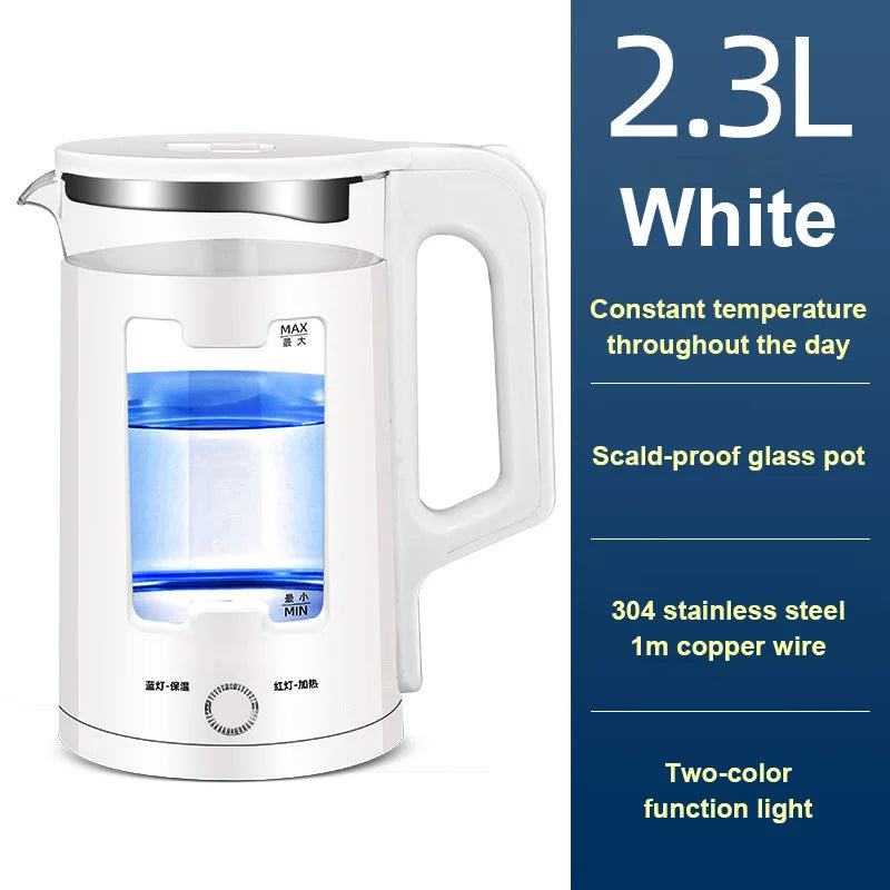DMWD 2.2L Electric Kettle Quick Heating Hot Water Boiling Teapot Glass Blue Light Heater Pot Boiler Auto-Power Off...