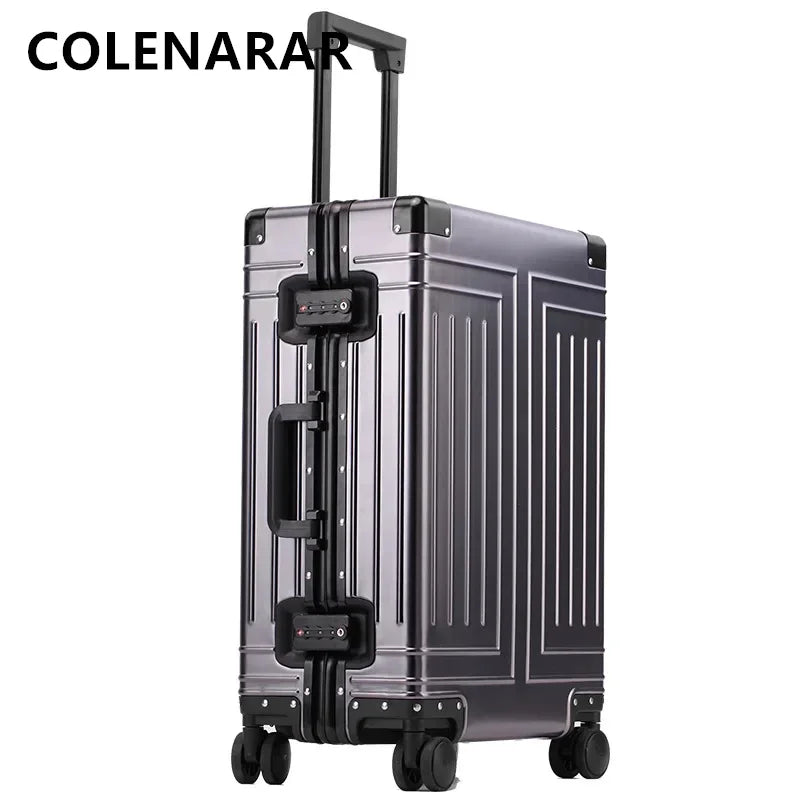COLENARA 20"24"26"29Inch Full Aluminum Magnesium Alloy Boarding Box Suitcase Men's Business Trolley Case Travel Luggage Bag