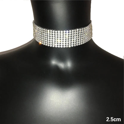 FestivalQueen Luxury Glitter Rhinestones Choker for Ladies Wide Collar Chain Celebrity Jewelry Gifts Bar Night Club 2024