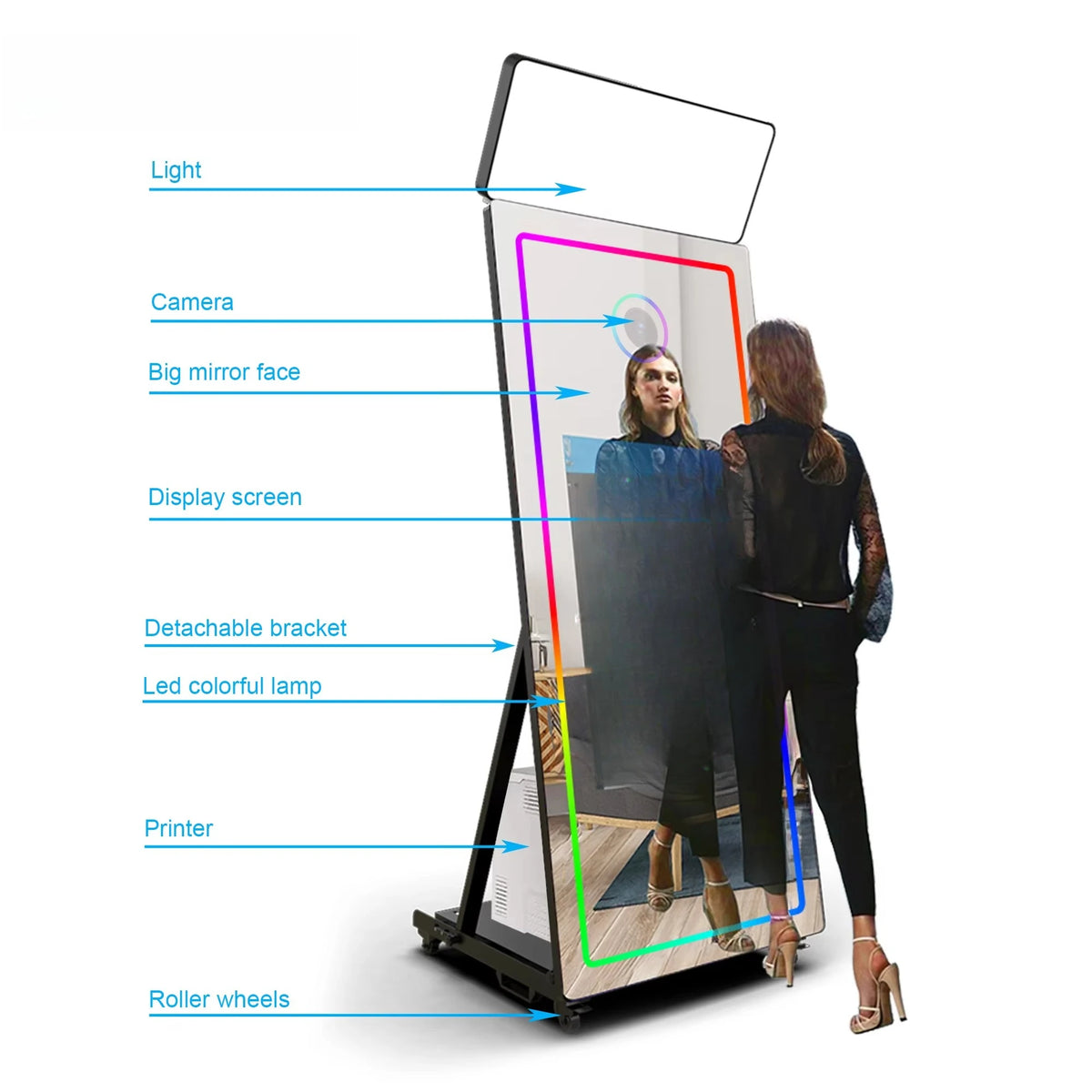 Mirror photo booth, selfie luminous frame, portable touch screen, photo booth machine - Kimlud