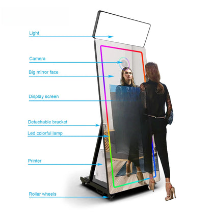 Mirror photo booth, selfie luminous frame, portable touch screen, photo booth machine - Kimlud