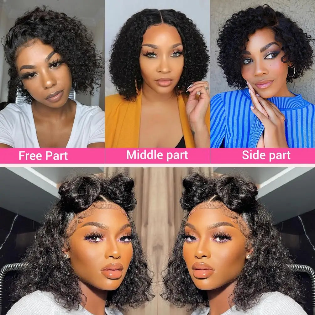 Deep Wave Short Bob Wig13x4 Lace Frontal Human Hair Wigs 4X4 Lace Frontal Brazilian Pre Plucked Virgin Hair Wigs For Black Women