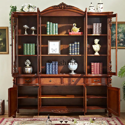 American solid wood four-door large bookcase large capacity shelf | Kimlud Mid Range Shelf