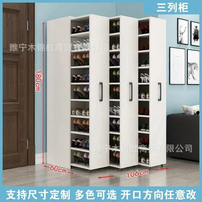 Sliding dustproof shoe cabinet, large capacity wheeled side pull shoe rack storage drawer type seam storage cabinet at home entr - Kimlud