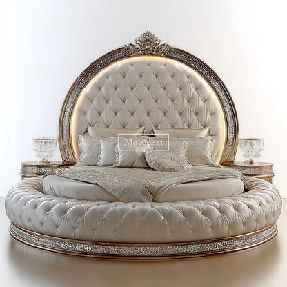 Luxury Crystal Tufted Bed Oversized Mirror Headboard Royal Baroque Velvet Upholstery for Home Hotel Elegant Bedroom Furniture - Kimlud