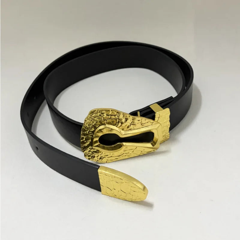 Women's Luxury Vintage Metal Buckle Belt Designer Celebrity Style Slim Trendy Multiple