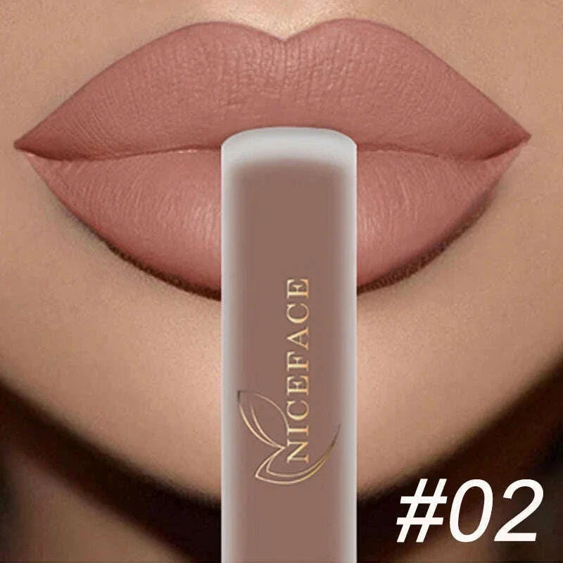 NICEFACE Nude Liquid Lipsticks Waterproof Velvet Matte Lip Gloss Long Lasting Non-stick Cup Lip Tint Makeup Pigment Cosmetics