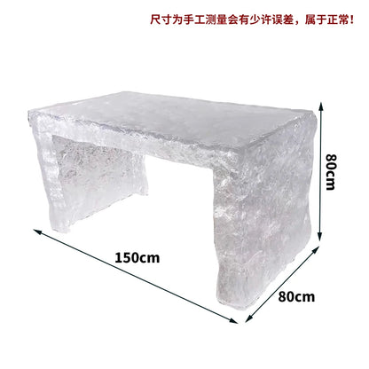 Premium Light Luxury Transparent Resin Hotel Front Desk Restaurant Villa Kitchen Partition Luminous Crystal Glacier Island Table