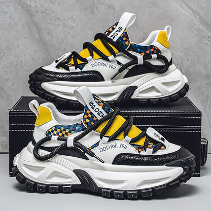 Chunky Sneakers Mens Original Designer Sports Shoes Fashion Casual Leather Fabric Breathable Height Increased Platform Gym Shoes