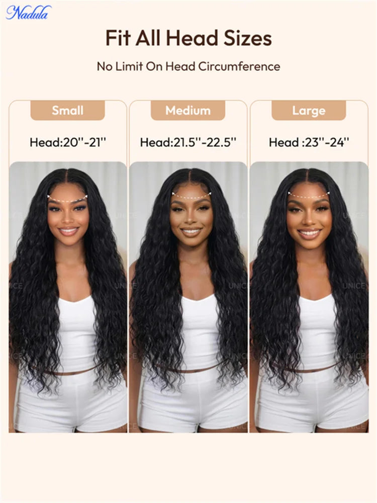 Nadula Wet and Wavy Human Hair Wig Bye-Bye Slip™ 13×4 & 7×5 Pre Cut HD Transparent Lace Front Glueless Wig Ready to Wear...