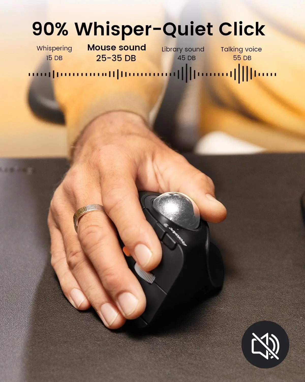 ProtoArc Vertical Wireless Trackball Mouse EM05 NL Bluetooth Ergonomic Rollerball Mouse Rechargeable Computer Laptop Thumb Mouse