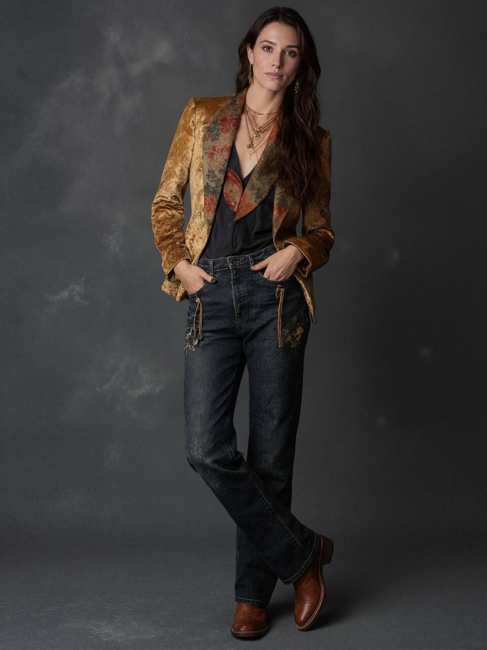 Retro Blazer Floral Print Jacket for Women Vintage Notched Collar Single Button Elegant Office Casual Autumn Outerwear Coat