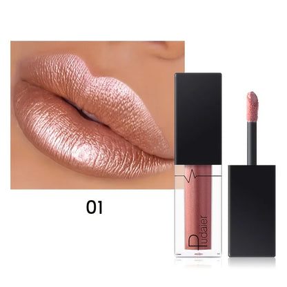 Glitter Pearl Lip Gloss Lipstick, Hydrating, High Pigment, Smudge-proof, Waterproof and Sweat-resistant, Perfect Christmas Gift