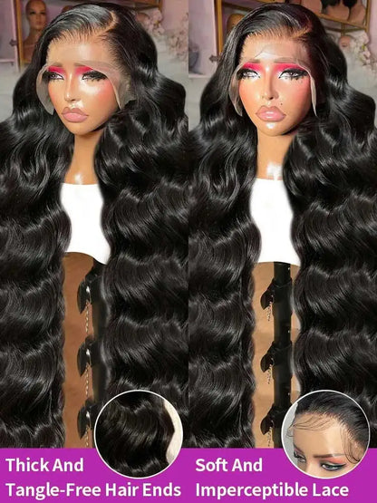 Raw Peruvian Body Wave 250% Density 40 42 inch 13x6 HD Lace Front Human Hair Wigs 13x4 Frontal Wigs Women Glueless Closure Wigs