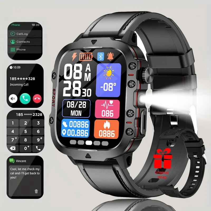 2025 New Men Women Smart Watch Flashlight 1.81” HD Display AI Voice Bluetooth Call Sports Watches Health Monitor Smartwatch Men