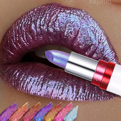 Metallic Lipstick Blue Purple Chameleon Lipstick Glitter Diamond Shimmer Color Changing Lip Gloss Pearl Shine Charming Makeup - Kimlud