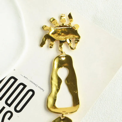 Vintage Abstract Metal Alloy Facial Charms Pin Brooches for Women Jewelry Exaggerated Coat Statement Brooch Accessory |...