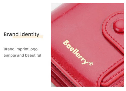 Women's Oiled Waxed Leather Wallet - Buckle Closure, Vertical Zipper Coin Pocket & 6 Card Slots (Heritage Design)