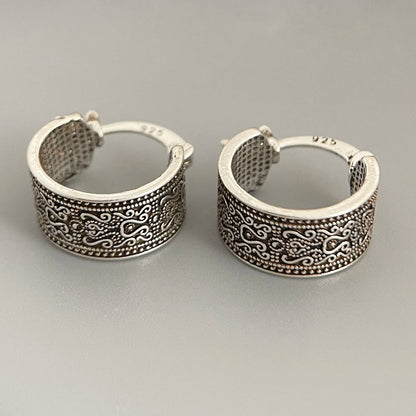 925 Sterling Silver Earrings For Women Trendy Simple Retro Flower Earring Jewelry Prevent Allergy Party Christmas Accessories