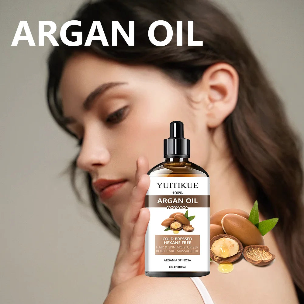 100% Moroccan Argan Oil Serum - Suitable for Hair, Skin, and Body, Enhances Shine and Softness, Multipurpose Moisturizer - Kimlud