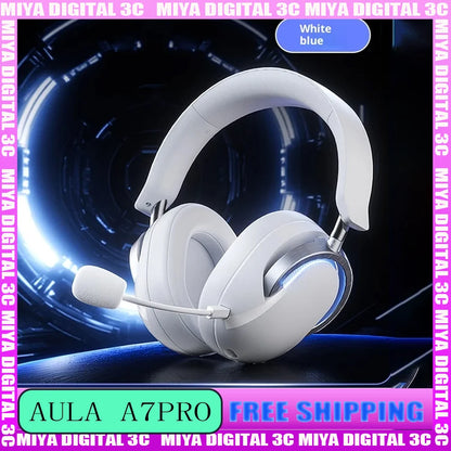 AULA A7Pro Headphone Wireless Bluetooth 2.4g Type-C RGB Gaming Headset Intelligent Noise Reduction Surround 7.1 Sound Effect