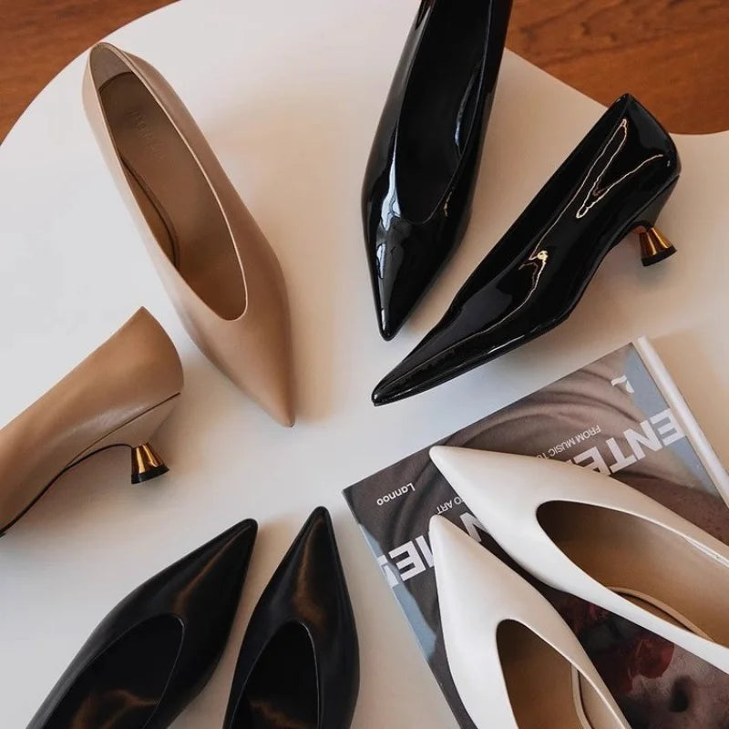 Designer Pointed Toe Women Pumps Shoes Fashion Shallow Slip On 2025 Spring Autumn Dancing Party Low Heel Shoes