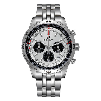 BERNY Aviation Pilot Men's Watches Quartz Chronograph Watch Date Sapphire Super Luminous Luxury Brand Dress Man Wristwatch