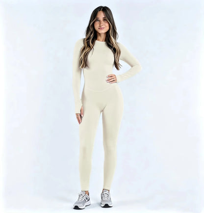 Sports Overall Bodysuit Women Seamless Jumpsuit Gym One-piece Suit Workout Outfits Backless Yoga Tights Long Sleeve Activewear - Kimlud